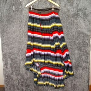 Free People Boho Maxi High Low Broom Shirt Crinkle Multicolor Womens S/p